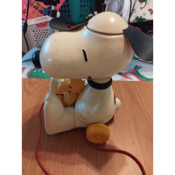 Vintage Snoopy And Woodstock Children's Pull Toy  1972 Head Turns When Pulled - Picture 3 of 7